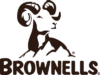 Logo featuring a stylized rams head and upper body above the word BROWNELLS in bold, uppercase letters. The design is in dark brown against a light background.